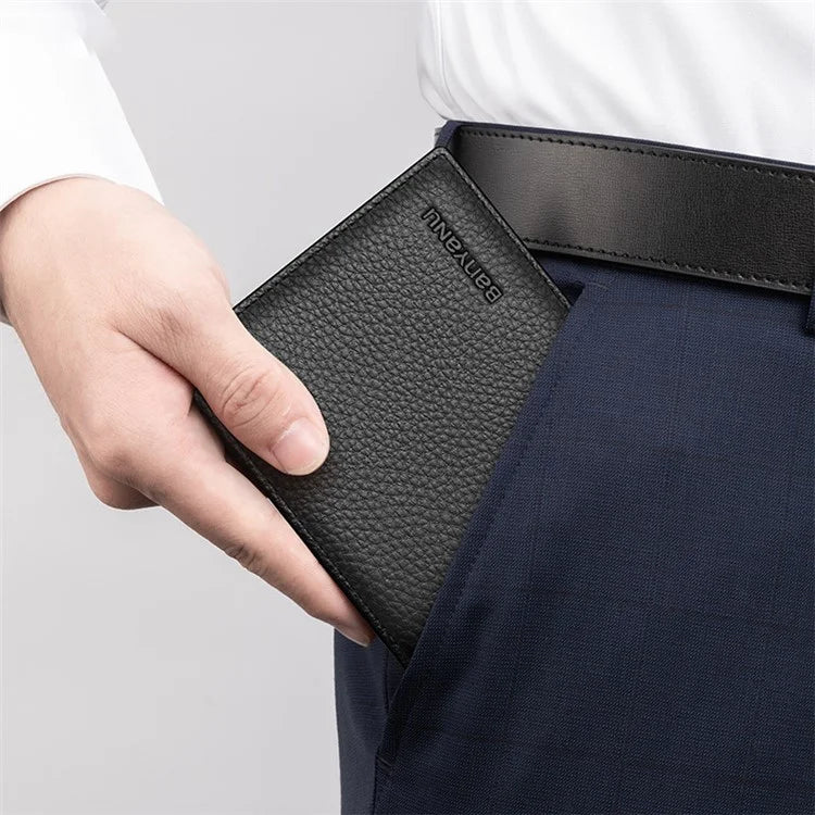 BANYANU N887 First Layer Cowhide Men Short Wallet Card Cash Storage Bag