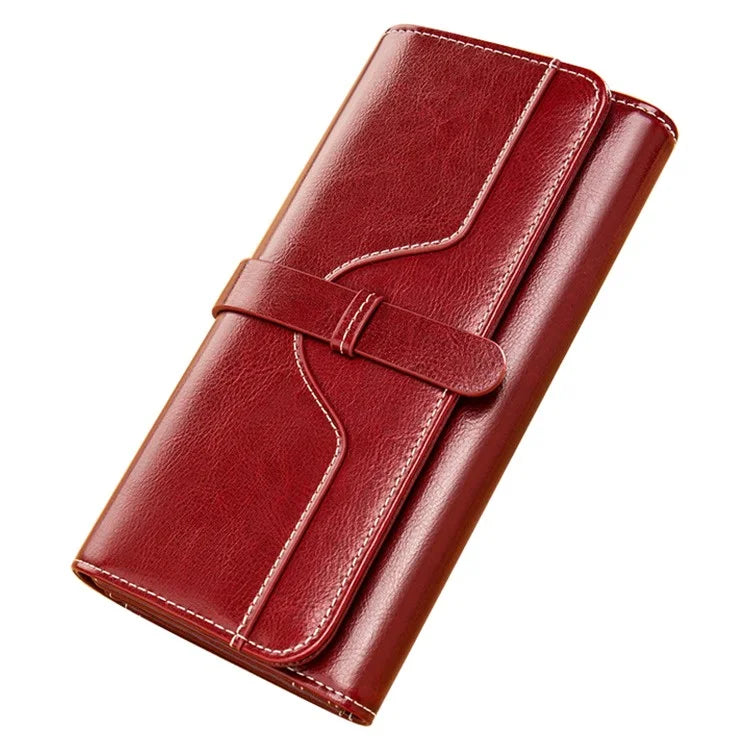 BANYANU BYN-8088 Women Long Wallet Stylish Oil Wax Cowhide Clutch Purse