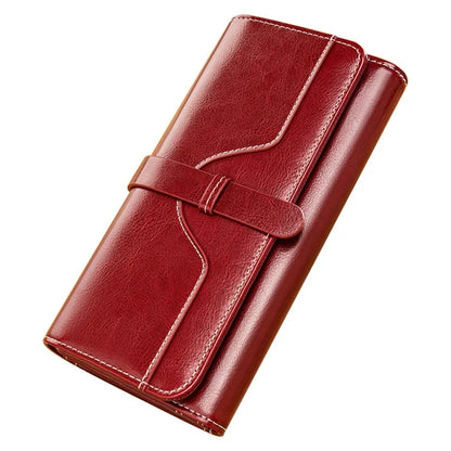 BANYANU BYN-8088 Women Long Wallet Stylish Oil Wax Cowhide Clutch Purse