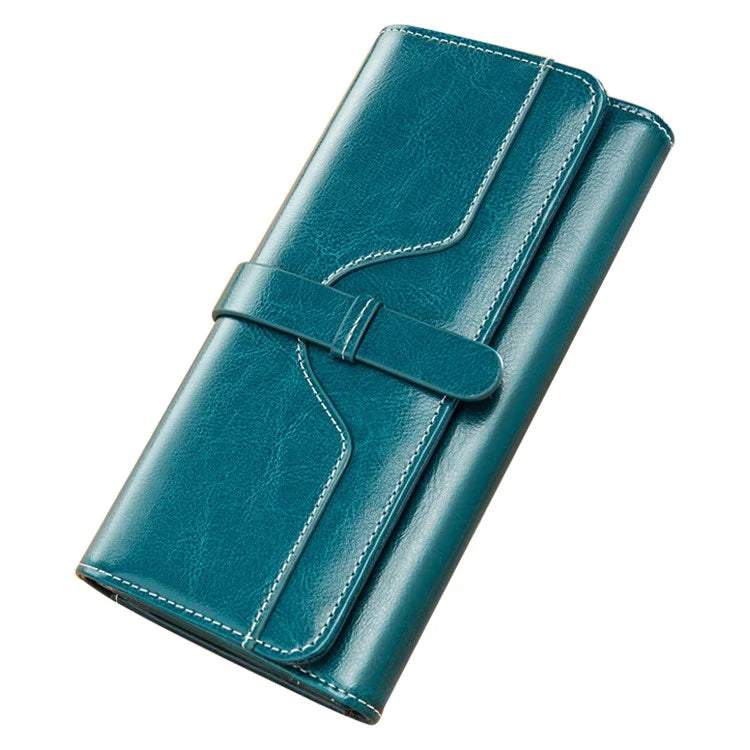 BANYANU BYN-8088 Women Long Wallet Stylish Oil Wax Cowhide Clutch Purse