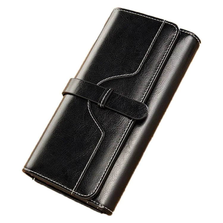 BANYANU BYN-8088 Women Long Wallet Stylish Oil Wax Cowhide Clutch Purse