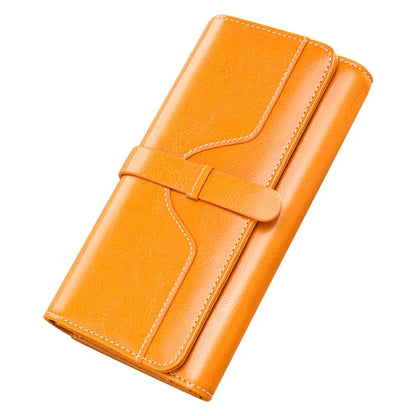 BANYANU BYN-8088 Women Long Wallet Stylish Oil Wax Cowhide Clutch Purse