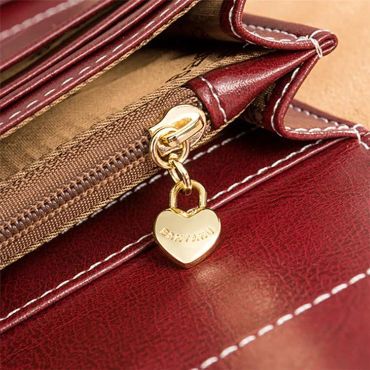 BANYANU BYN-8088 Women Long Wallet Stylish Oil Wax Cowhide Clutch Purse