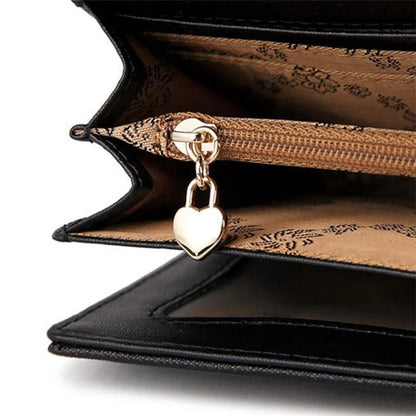 BANYANU BYN-1611 Second-layer Cowhide Women Long Wallet Tri-fold Clutch Purse