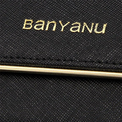 BANYANU BYN-1611 Second-layer Cowhide Women Long Wallet Tri-fold Clutch Purse