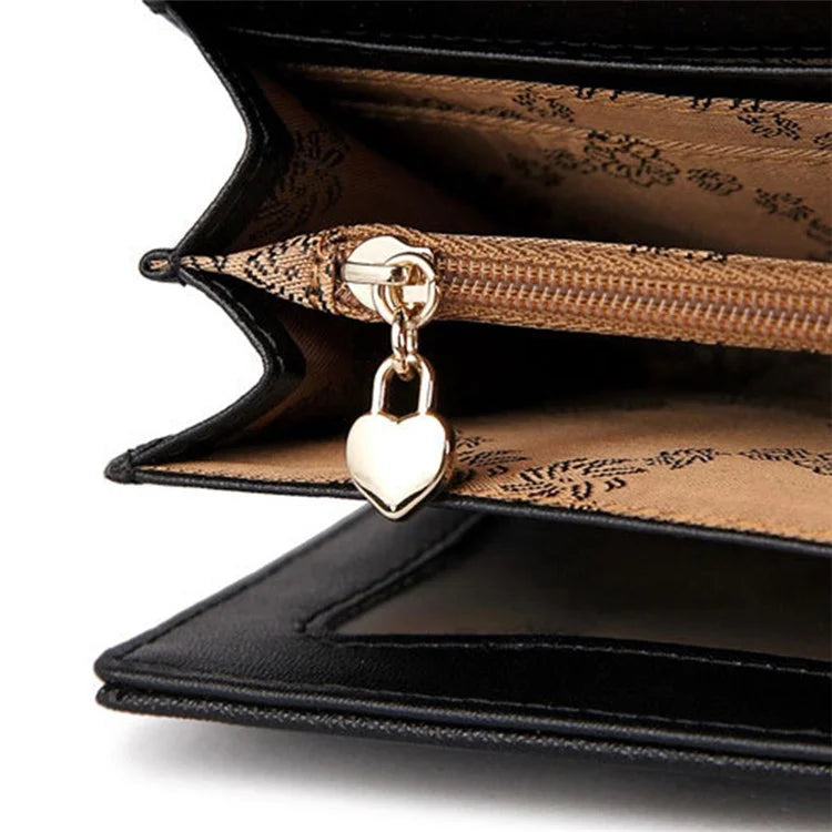 BANYANU BYN-1611 Second-layer Cowhide Women Long Wallet Tri-fold Clutch Purse