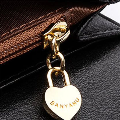 BANYANU BYN-1655 Second-layer Cowhide Women Wallet Cross Texture Long Purse