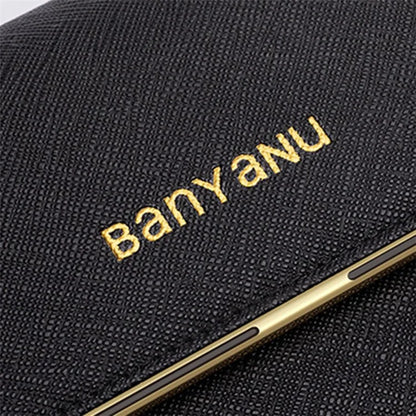 BANYANU BYN-1655 Second-layer Cowhide Women Wallet Cross Texture Long Purse