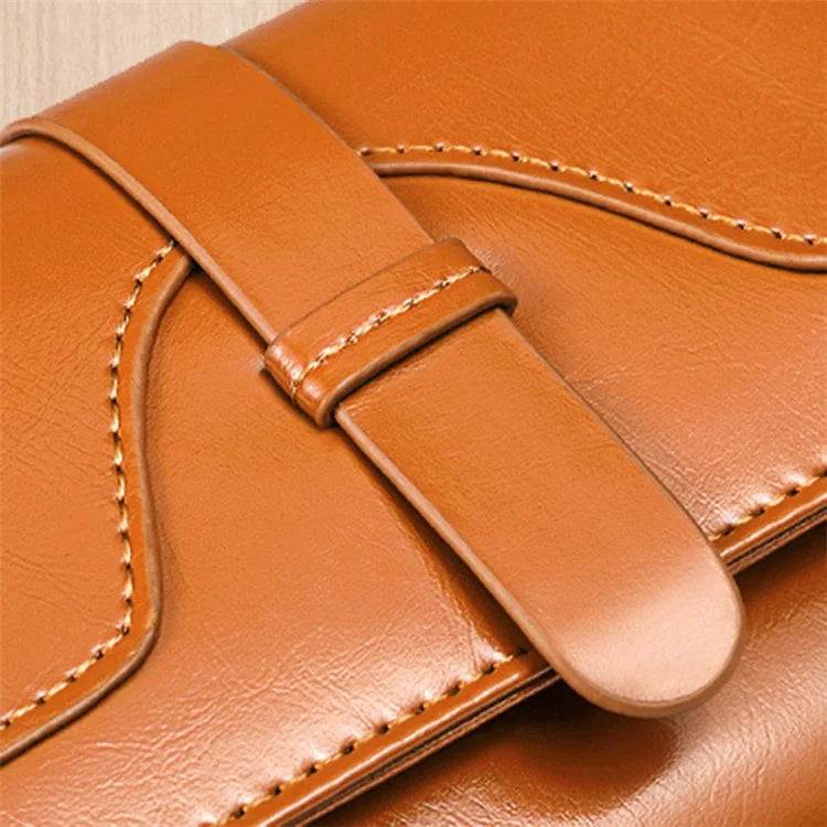 BANYANU BYN-8083 Stylish Women Wallet Pull Strap Oil Wax Cowhide Purse