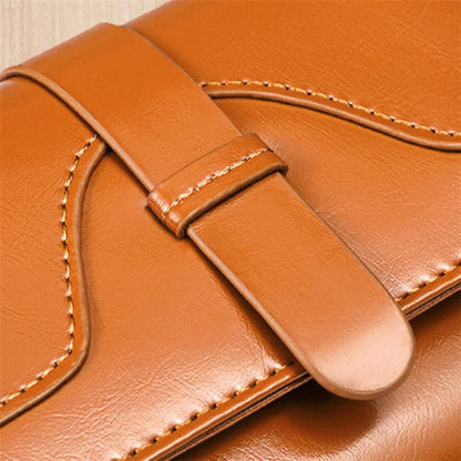 BANYANU BYN-8083 Stylish Women Wallet Pull Strap Oil Wax Cowhide Purse