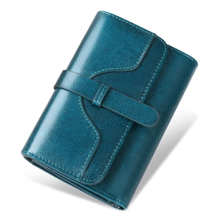 BANYANU BYN-8083 Stylish Women Wallet Pull Strap Oil Wax Cowhide Purse