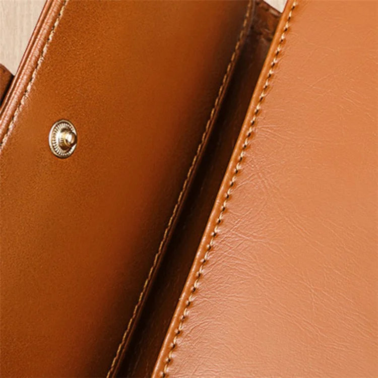 BANYANU BYN-8083 Stylish Women Wallet Pull Strap Oil Wax Cowhide Purse