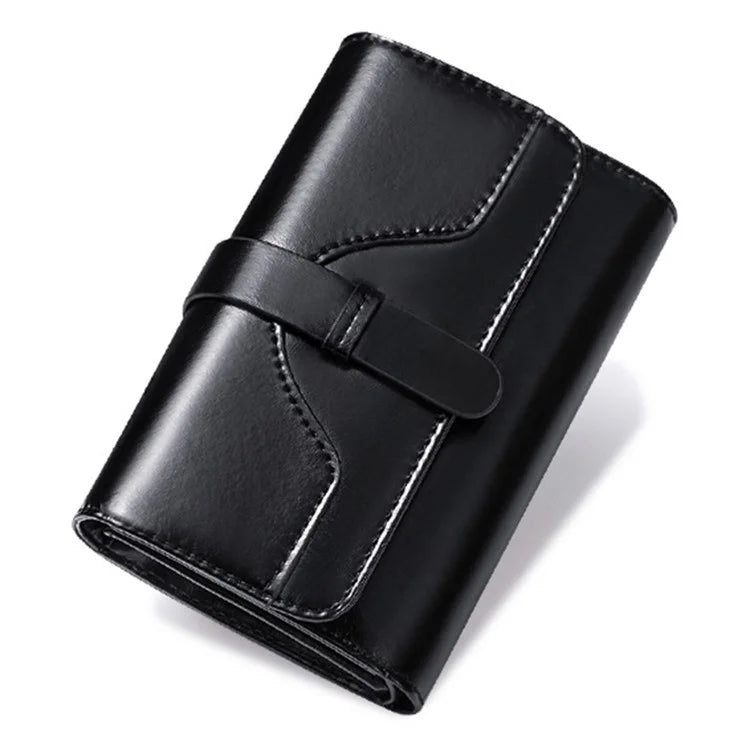 BANYANU BYN-8083 Stylish Women Wallet Pull Strap Oil Wax Cowhide Purse