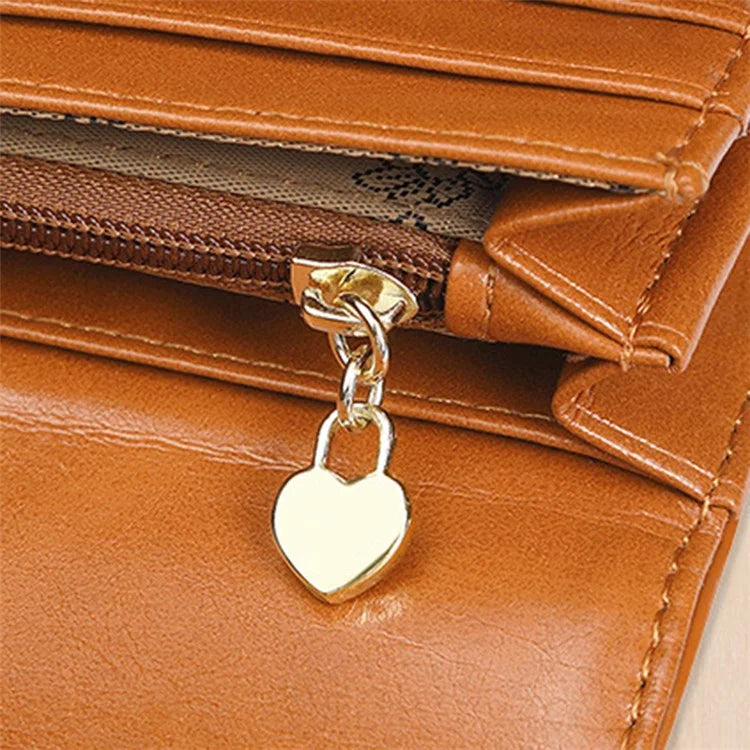 BANYANU BYN-8083 Stylish Women Wallet Pull Strap Oil Wax Cowhide Purse