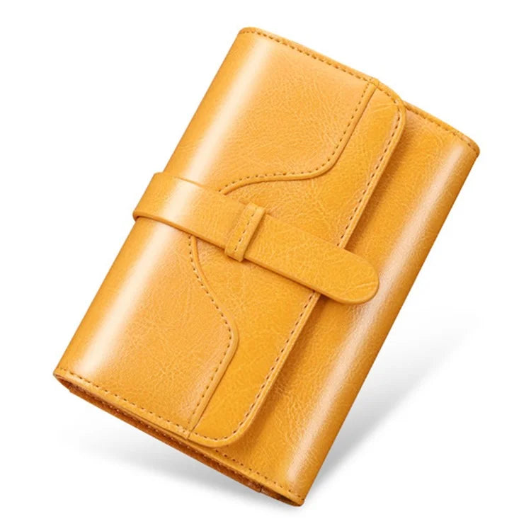 BANYANU BYN-8083 Stylish Women Wallet Pull Strap Oil Wax Cowhide Purse