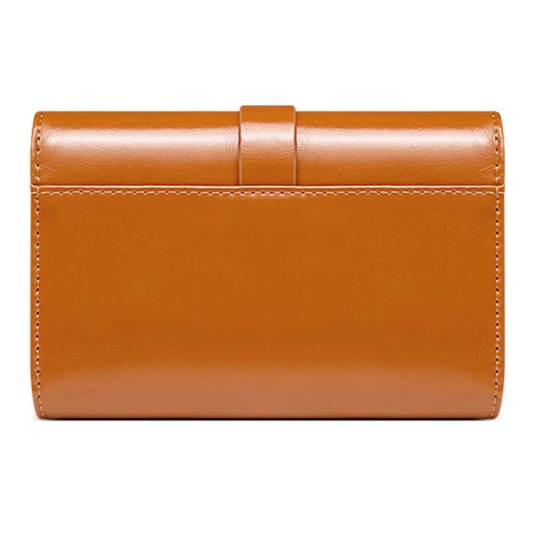 BANYANU BYN-8083 Stylish Women Wallet Pull Strap Oil Wax Cowhide Purse