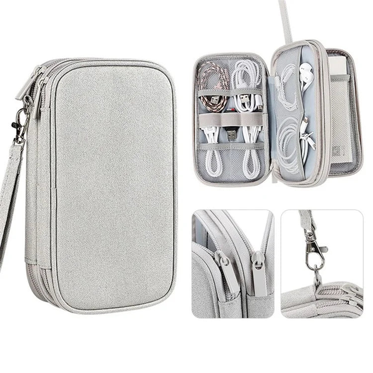 Dual Layer Cable Organizer Waterproof Portable Digital Storage Bag, Size M