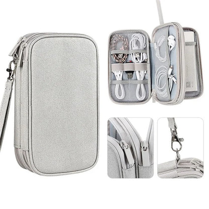 Dual Layer Cable Organizer Waterproof Portable Digital Storage Bag, Size M