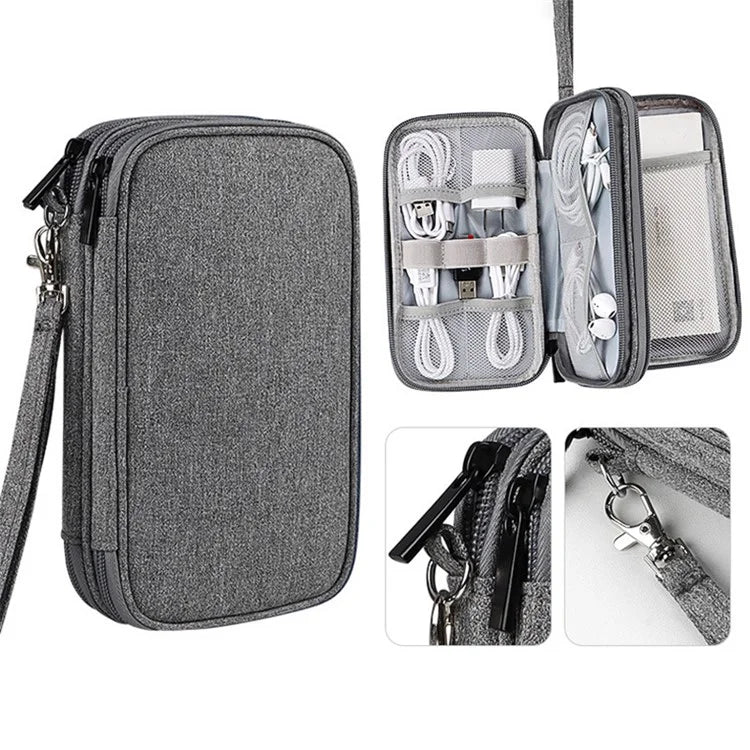Dual Layer Cable Organizer Waterproof Portable Digital Storage Bag, Size M