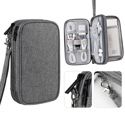 Dual Layer Cable Organizer Waterproof Portable Digital Storage Bag, Size M