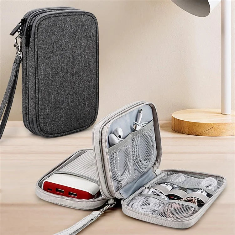 Dual Layer Cable Organizer Waterproof Portable Digital Storage Bag, Size M