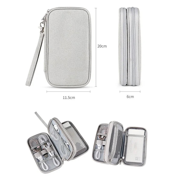 Dual Layer Cable Organizer Waterproof Portable Digital Storage Bag, Size M