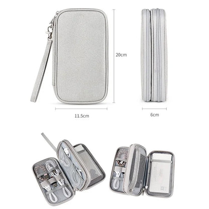 Dual Layer Cable Organizer Waterproof Portable Digital Storage Bag, Size M
