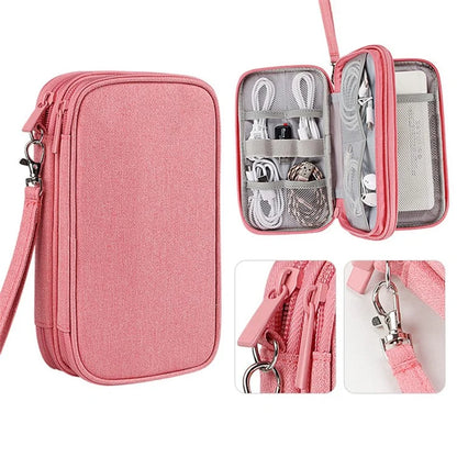 Dual Layer Cable Organizer Waterproof Portable Digital Storage Bag, Size M