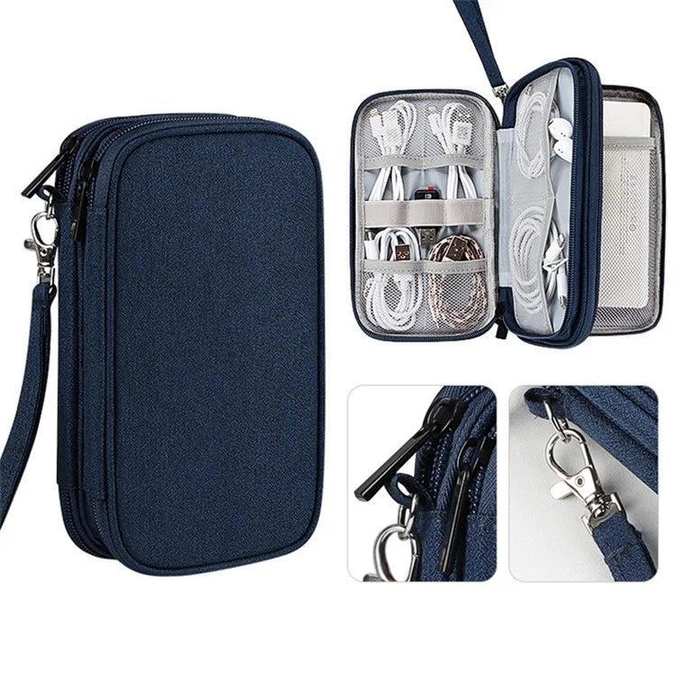 Dual Layer Cable Organizer Waterproof Portable Digital Storage Bag, Size M
