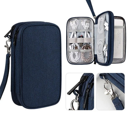 Dual Layer Cable Organizer Waterproof Portable Digital Storage Bag, Size M