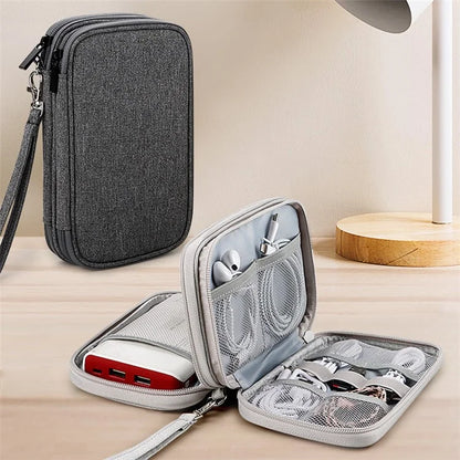 Dual Layer Cable Organizer Waterproof Portable Digital Storage Bag, Size M