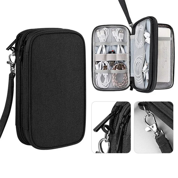 Dual Layer Cable Organizer Waterproof Portable Digital Storage Bag, Size M