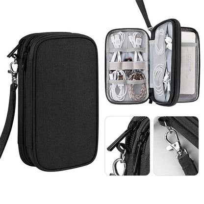 Dual Layer Cable Organizer Waterproof Portable Digital Storage Bag, Size M