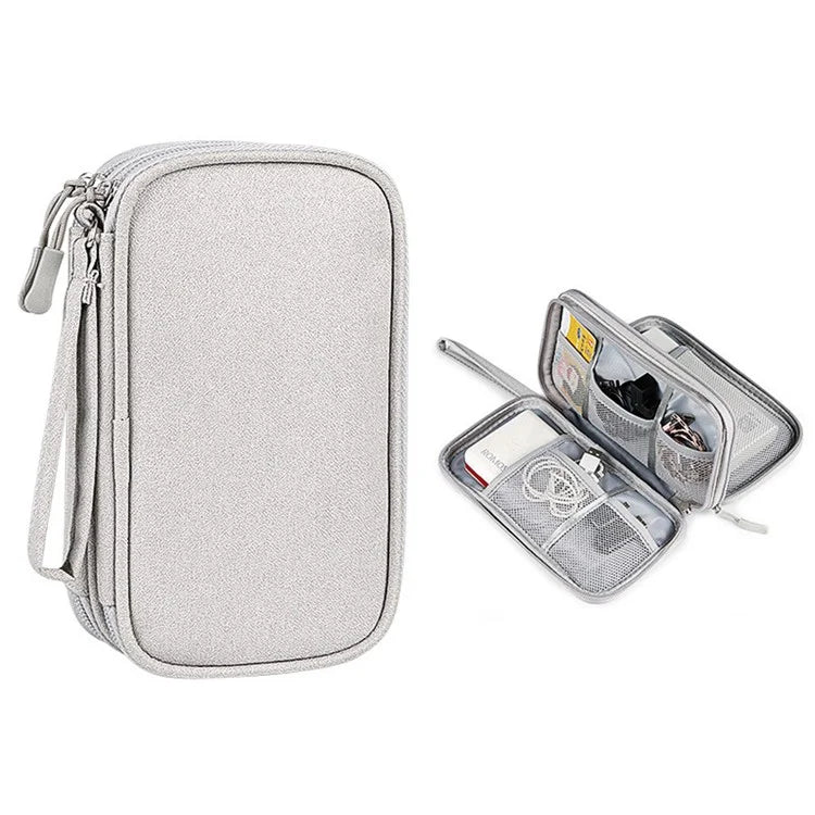 Size L (21x12.5x6cm) Electronics Organizer Bag Multi-Layer Storage Bag for Cable Charger Adapter
