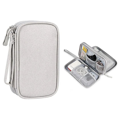 Size L (21x12.5x6cm) Electronics Organizer Bag Multi-Layer Storage Bag for Cable Charger Adapter