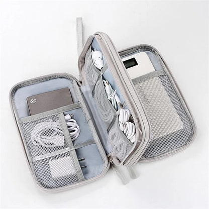 Size L (21x12.5x6cm) Electronics Organizer Bag Multi-Layer Storage Bag for Cable Charger Adapter