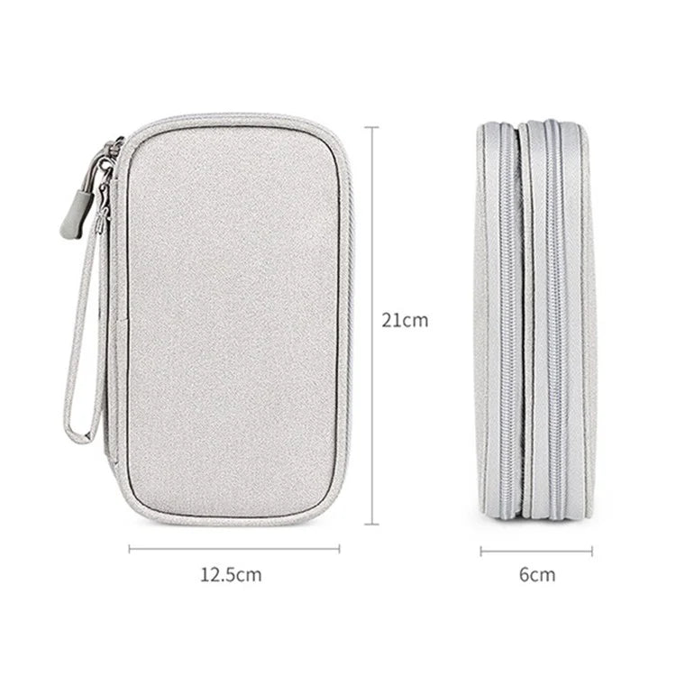 Size L (21x12.5x6cm) Electronics Organizer Bag Multi-Layer Storage Bag for Cable Charger Adapter
