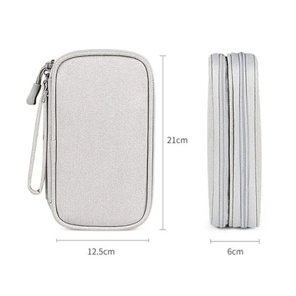 Size L (21x12.5x6cm) Electronics Organizer Bag Multi-Layer Storage Bag for Cable Charger Adapter