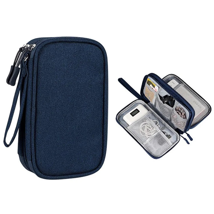 Size L (21x12.5x6cm) Electronics Organizer Bag Multi-Layer Storage Bag for Cable Charger Adapter
