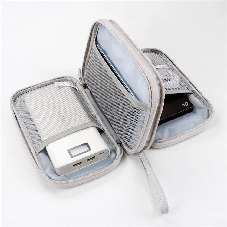 Size L (21x12.5x6cm) Electronics Organizer Bag Multi-Layer Storage Bag for Cable Charger Adapter