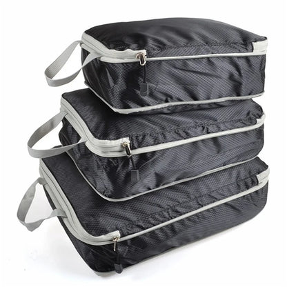 3Pcs Compression Packing Cubes Storage Bags Travel Suitcase Luggage Organizers