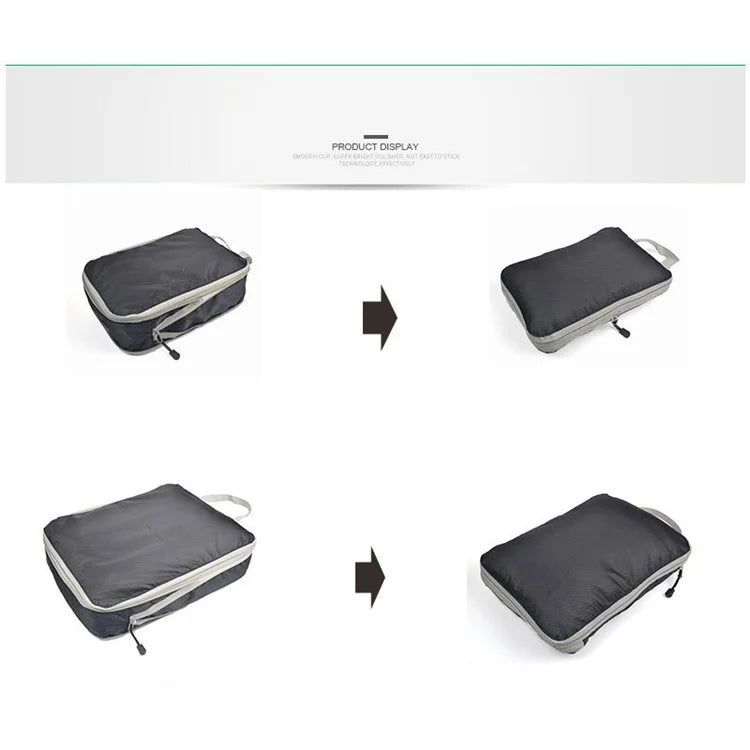 3Pcs Compression Packing Cubes Storage Bags Travel Suitcase Luggage Organizers