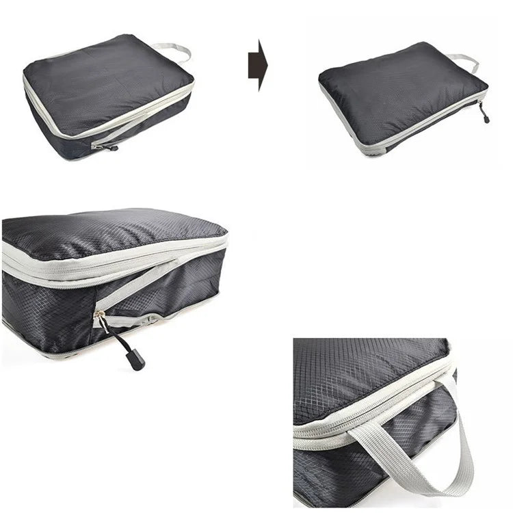 3Pcs Compression Packing Cubes Storage Bags Travel Suitcase Luggage Organizers