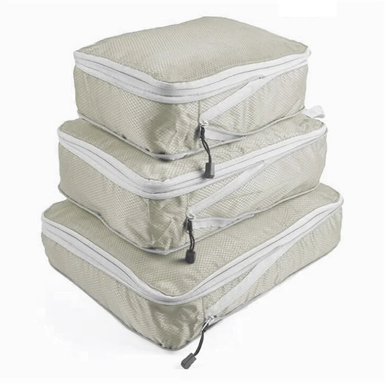3Pcs Compression Packing Cubes Storage Bags Travel Suitcase Luggage Organizers