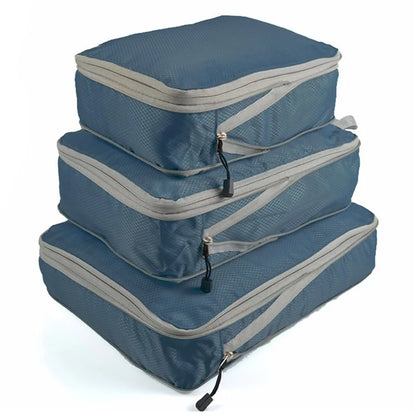3Pcs Compression Packing Cubes Storage Bags Travel Suitcase Luggage Organizers