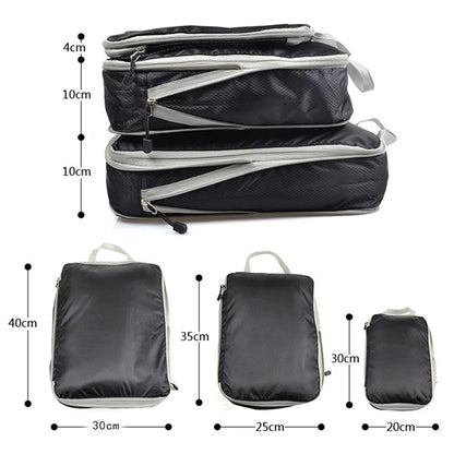 3Pcs Compression Packing Cubes Storage Bags Travel Suitcase Luggage Organizers