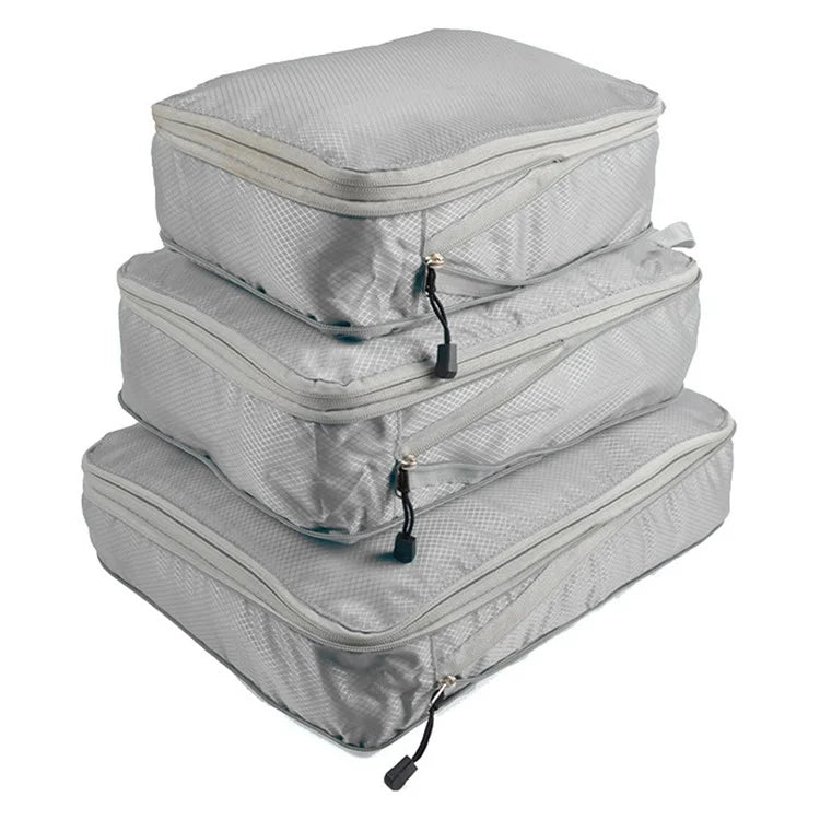 3Pcs Compression Packing Cubes Storage Bags Travel Suitcase Luggage Organizers
