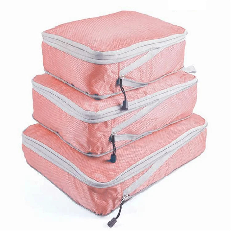 3Pcs Compression Packing Cubes Storage Bags Travel Suitcase Luggage Organizers
