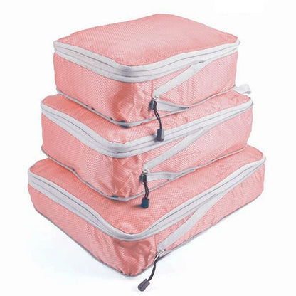 3Pcs Compression Packing Cubes Storage Bags Travel Suitcase Luggage Organizers