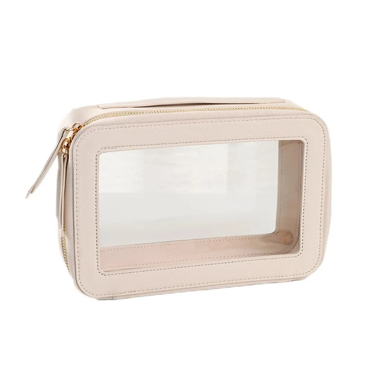 Single Layer Transparent Makeup Bag Waterproof PU Leather Cosmetic Bag